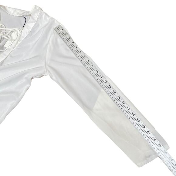 Rat & Boa NWT Rare Ivory Satin Lace Up Crossover Wrap Tunic Top SZ L - Picture 10 of 10